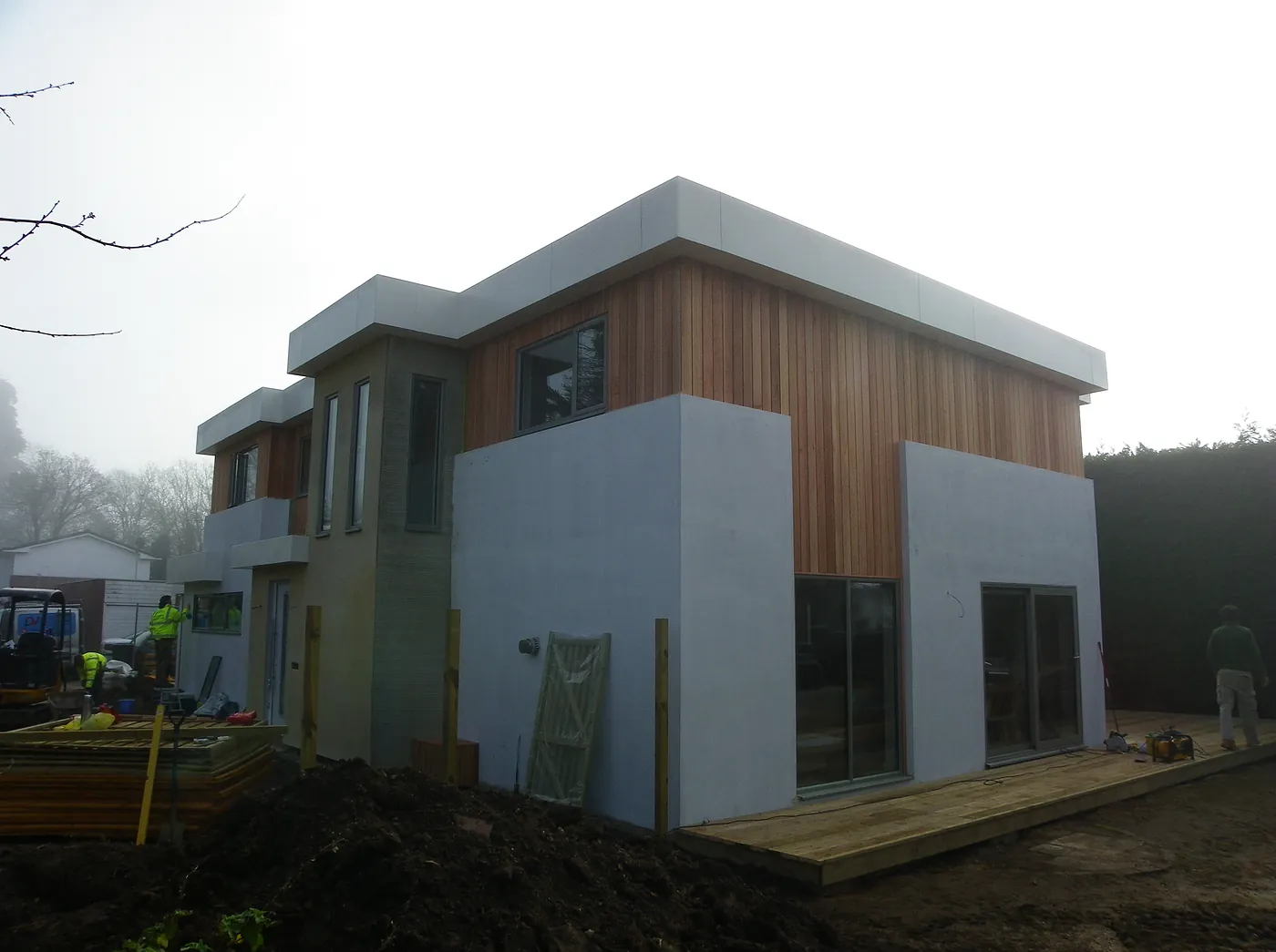 The front and side nearly finished, with the team still on site